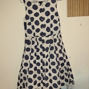 Talbots Womens Size 2 Polka Dot Button Up Sleeveless Dress